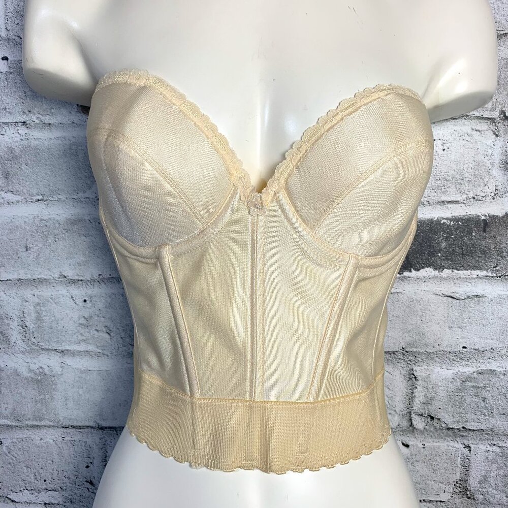 Vintage Bustier Corset Union Made Satin Lace Low Back Boned Underwire New